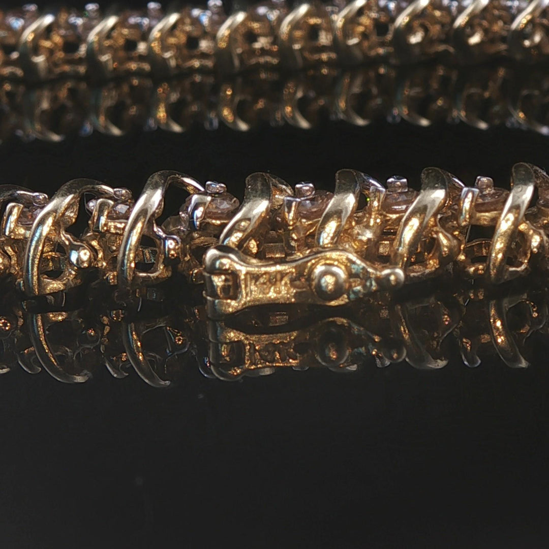 14k Yellow Gold and 2cttw Diamond S Link Vintage Tennis Bracelet 7.25"