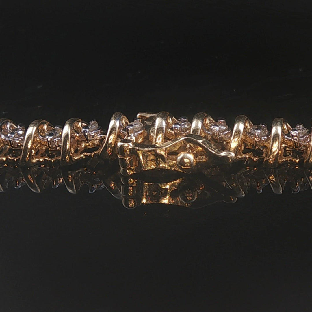 14k Yellow Gold and 3.5cttw Diamond Graduated S Link Vintage Tennis Necklace 17"