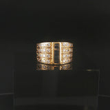 18k Yellow Gold Blue Sapphire and 0.75cttw Diamond Vintage Band Ring Size 5