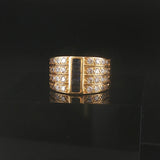 18k Yellow Gold Blue Sapphire and 0.75cttw Diamond Vintage Band Ring Size 5