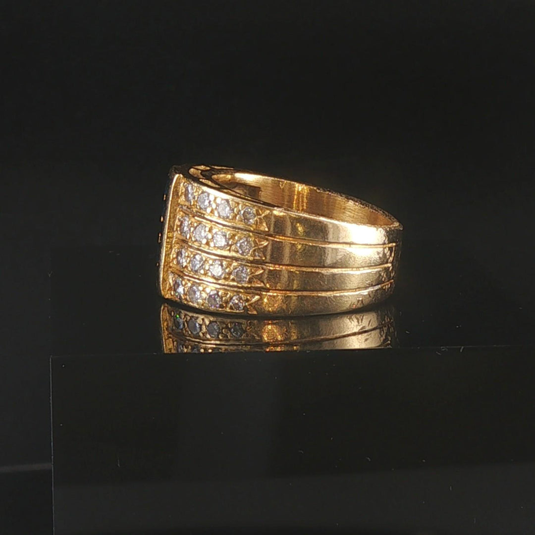 18k Yellow Gold Blue Sapphire and 0.75cttw Diamond Vintage Band Ring Size 5