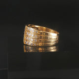 18k Yellow Gold Blue Sapphire and 0.75cttw Diamond Vintage Band Ring Size 5