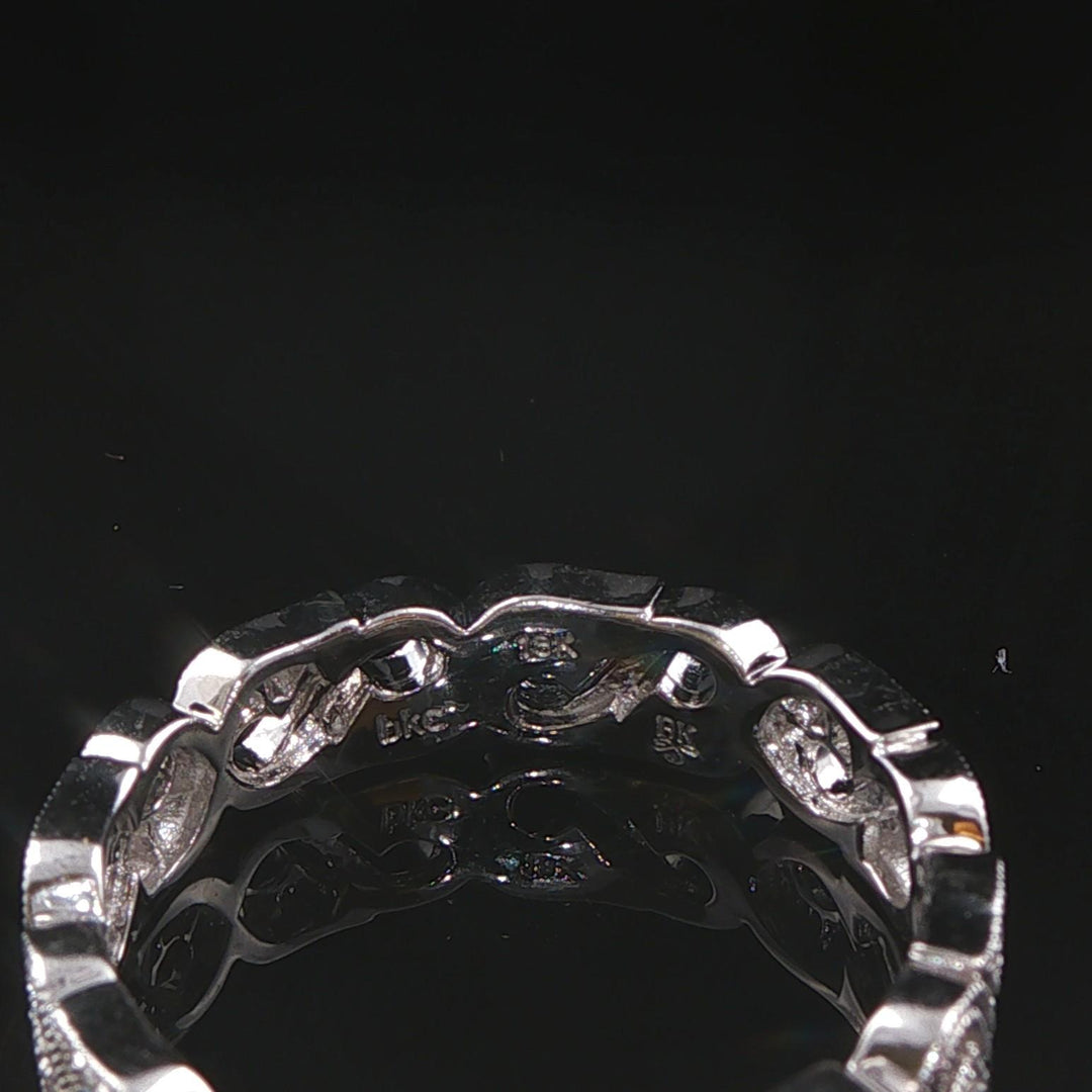 18k White Gold and 0.50cttw Diamond Vintage Filigree Band Ring Size 6
