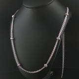 14k White Gold and 0.50cttw Diamond Long Two Strand Cable Link Necklace 35"