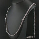 14k White Gold and 0.50cttw Diamond Long Two Strand Cable Link Necklace 35"