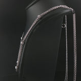 14k White Gold and 0.50cttw Diamond Long Two Strand Cable Link Necklace 35"