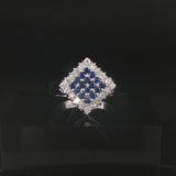 18k White Gold Blue Sapphire and 0.50cttw Diamond Ring Size Italy 7.5