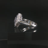 18k White Gold Blue Sapphire and 0.50cttw Diamond Ring Size Italy 7.5