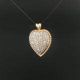 14k Yellow and White Gold and 2cttw Diamond Vintage Heart Pendant 1.25"