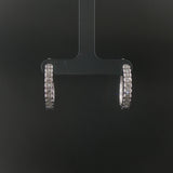 14k White Gold and 1cttw Diamond Hoop Earrings 1"