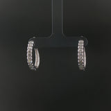 14k White Gold and 1cttw Diamond Hoop Earrings 1"