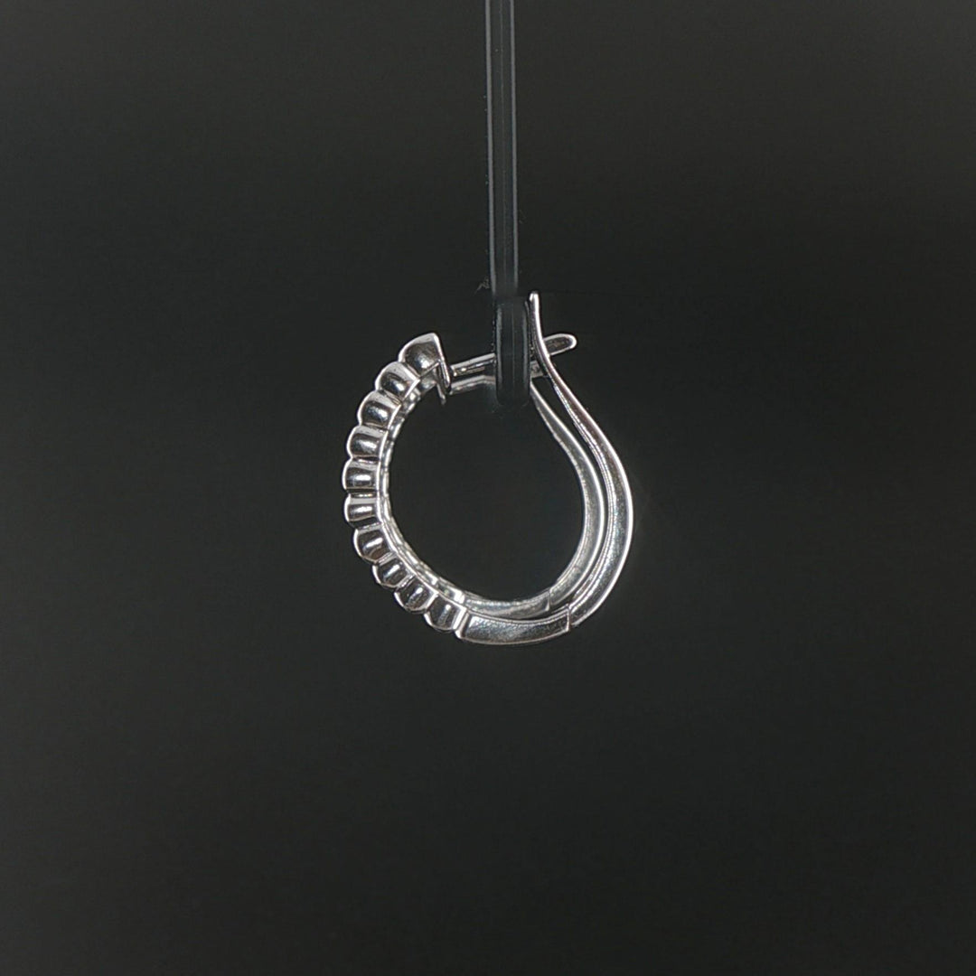 14k White Gold and 1cttw Diamond Hoop Earrings 1"