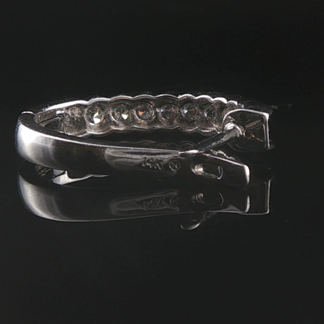 14k White Gold and 1cttw Diamond Hoop Earrings 1"