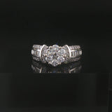 14k White Gold and 2cttw Pave Diamond Cluster Ring Size 5