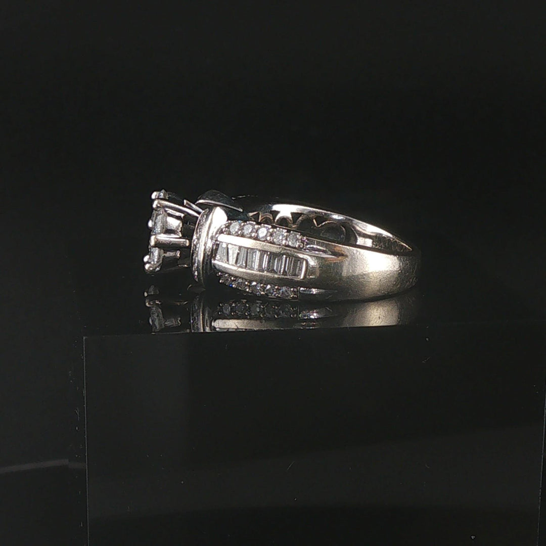 14k White Gold and 2cttw Pave Diamond Cluster Ring Size 5