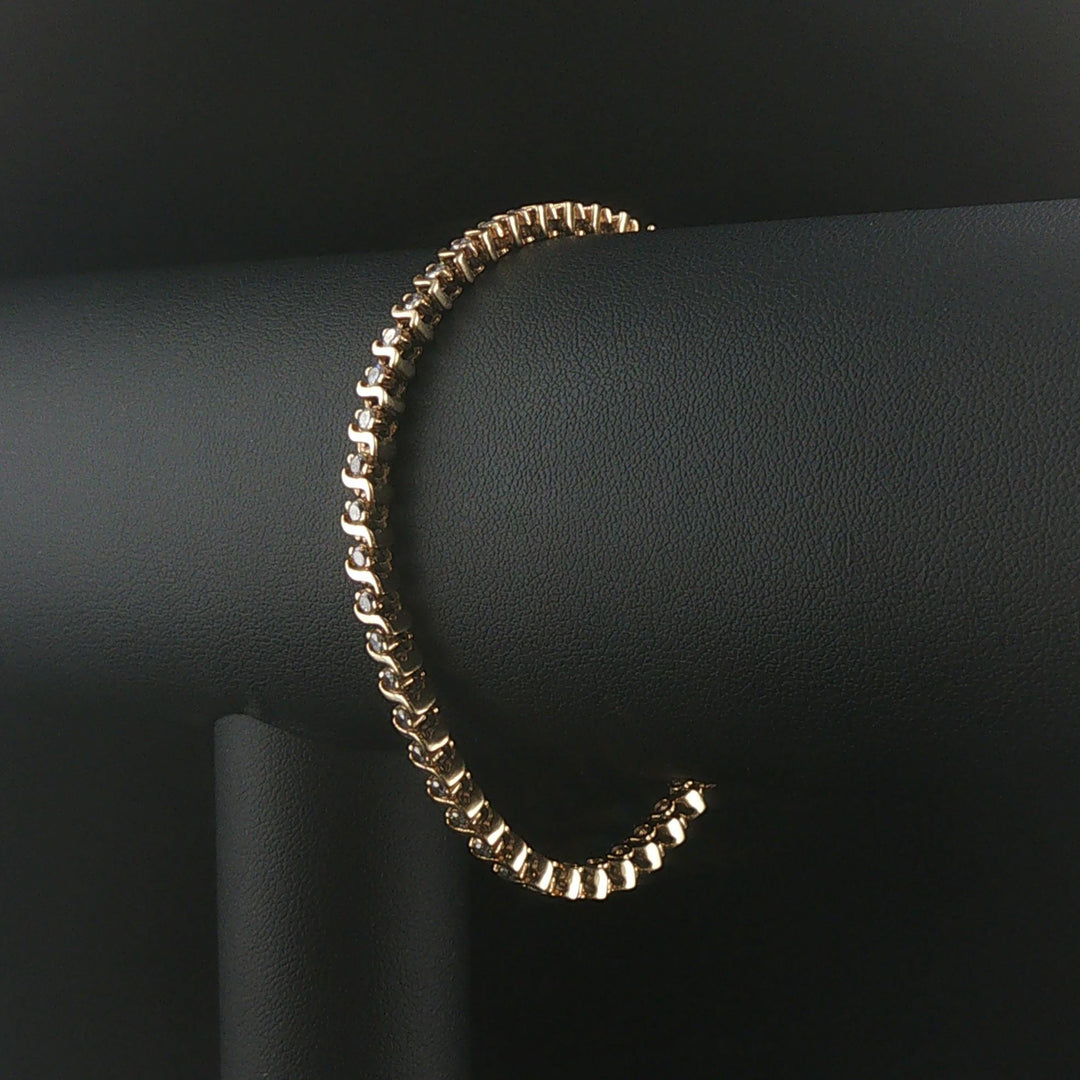 14k Yellow Gold and 1cttw Diamond Vintage S Link Tennis Bracelet 7"