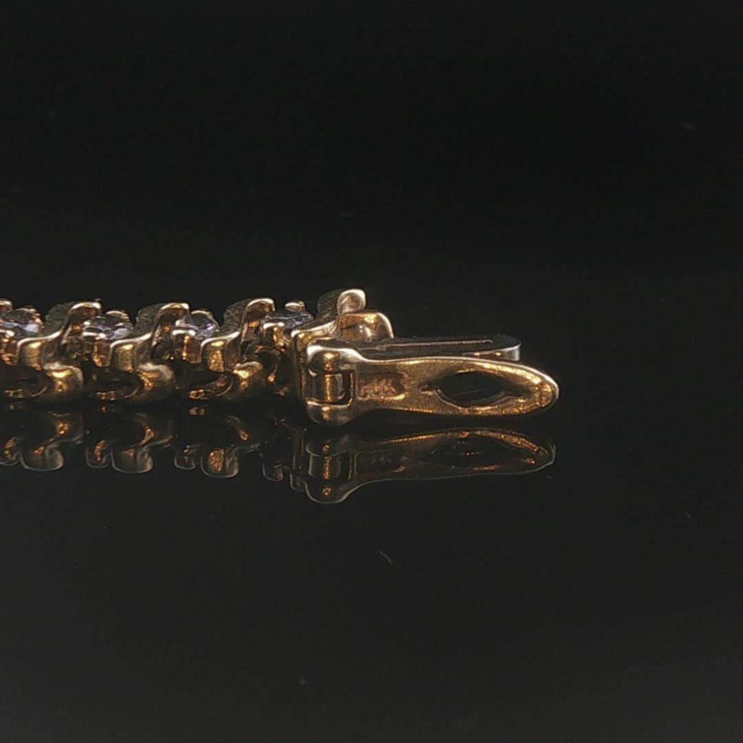 14k Yellow Gold and 1cttw Diamond Vintage S Link Tennis Bracelet 7"