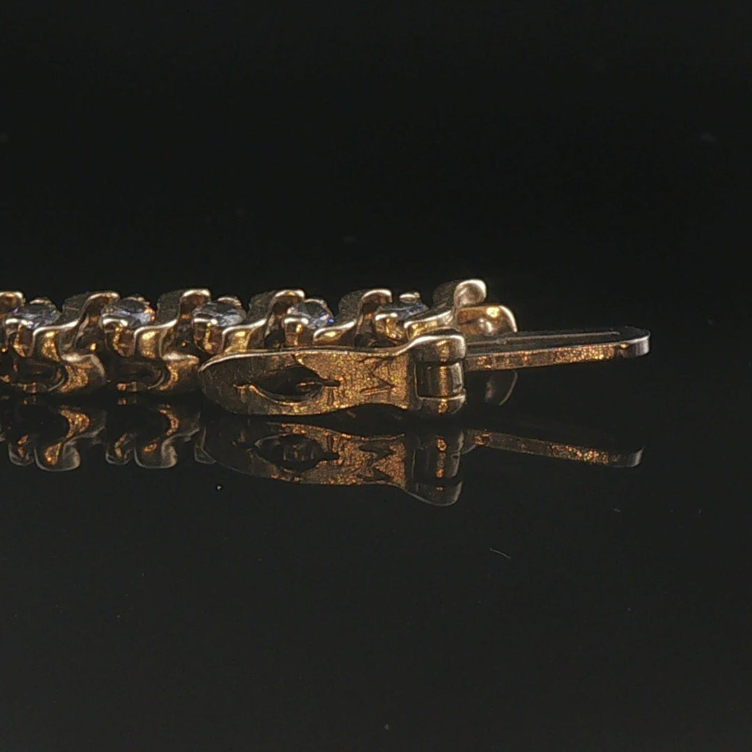 14k Yellow Gold and 1cttw Diamond Vintage S Link Tennis Bracelet 7"