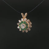 14k Yellow Gold Emerald and 0.50cttw Diamond Halo Pendant