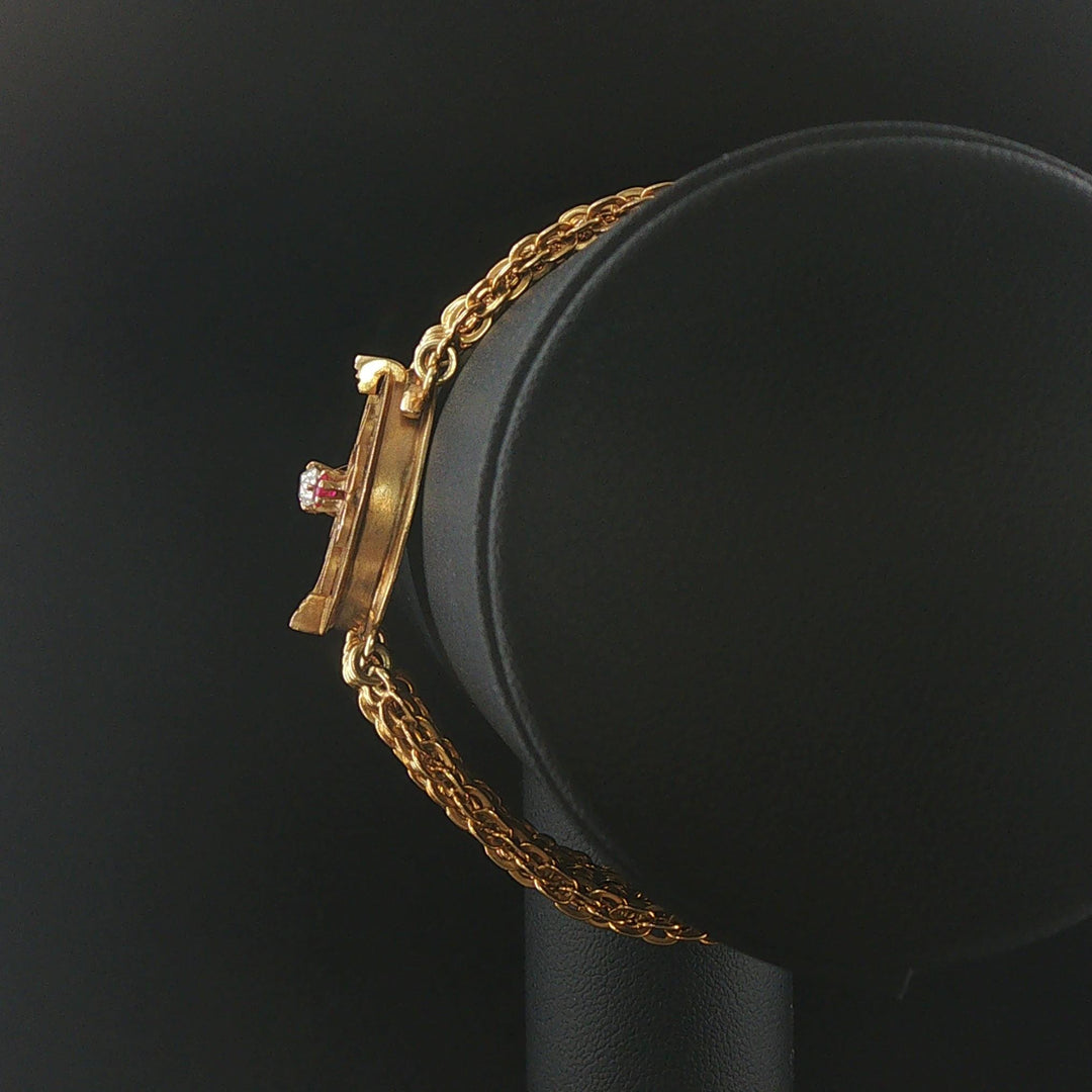 14k Yellow Gold Pink Sapphire & Diamond 42.7g Heavy Seven Strand Bracelet 7.25"