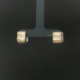 18k Yellow and White Gold 0.20cttw Diamond Solid Huggie Earrings