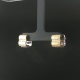 18k Yellow and White Gold 0.20cttw Diamond Solid Huggie Earrings