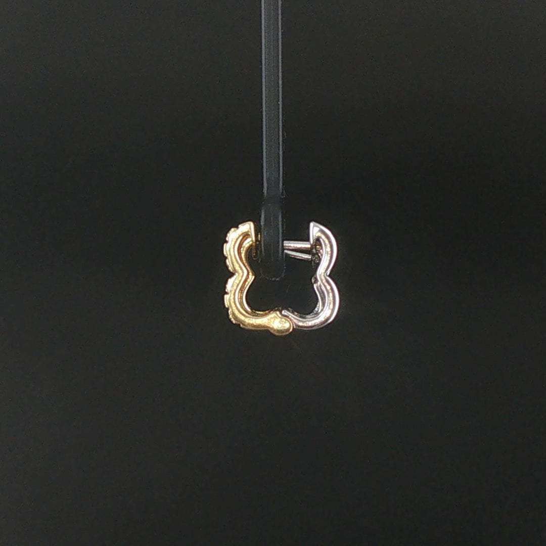 18k Yellow and White Gold 0.20cttw Diamond Solid Huggie Earrings