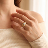 18k Yellow Gold and Diamond Vintage Ribbed Ring Size 4.25