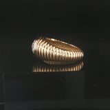 18k Yellow Gold and Diamond Vintage Ribbed Ring Size 4.25