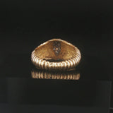 18k Yellow Gold and Diamond Vintage Ribbed Ring Size 4.25