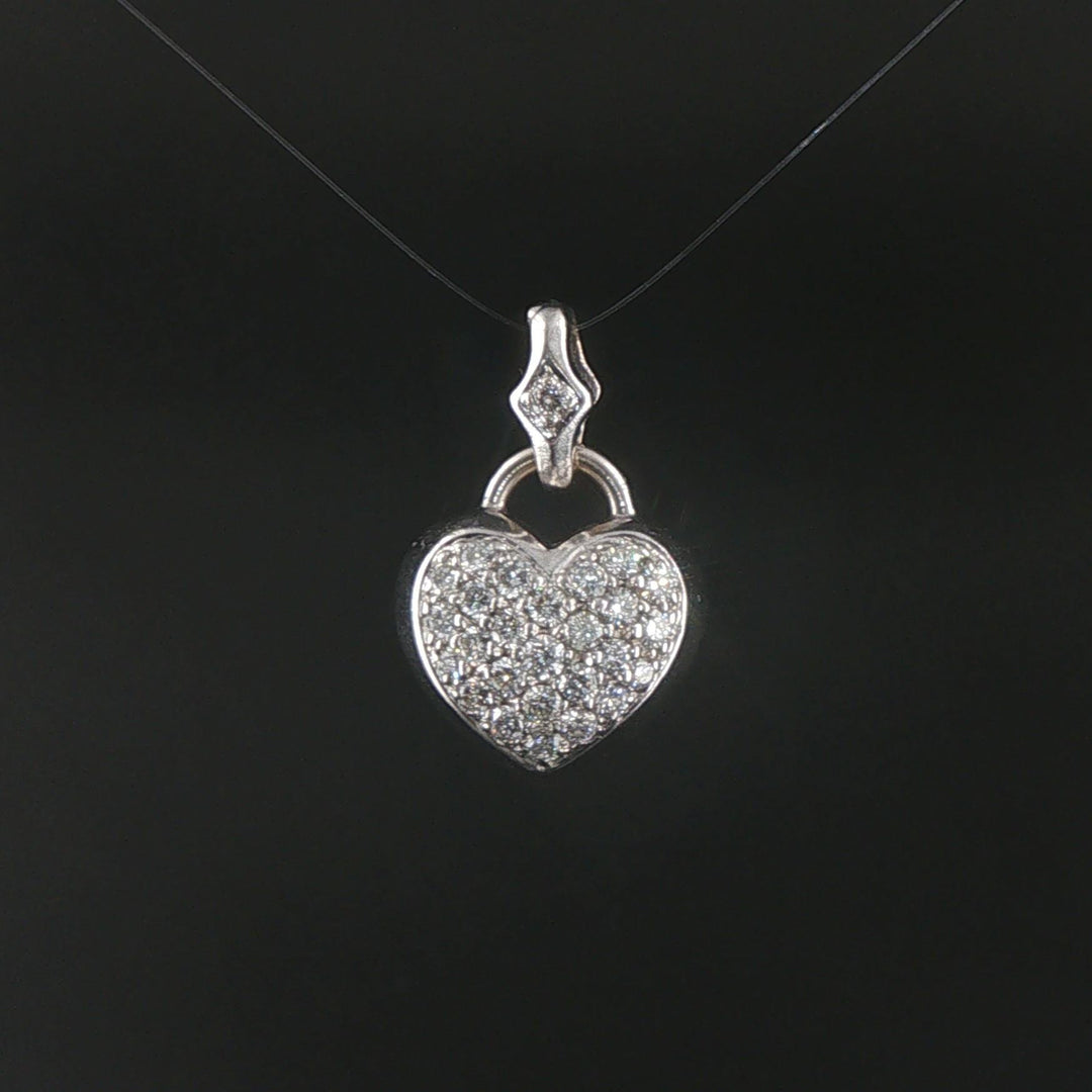18k White Gold and 0.50cttw Diamonds Puffy Heart Pendant