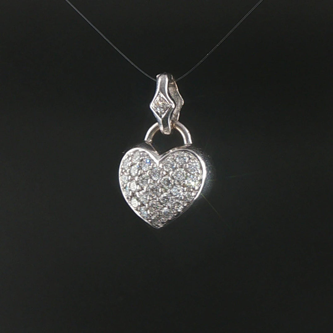 18k White Gold and 0.50cttw Diamonds Puffy Heart Pendant