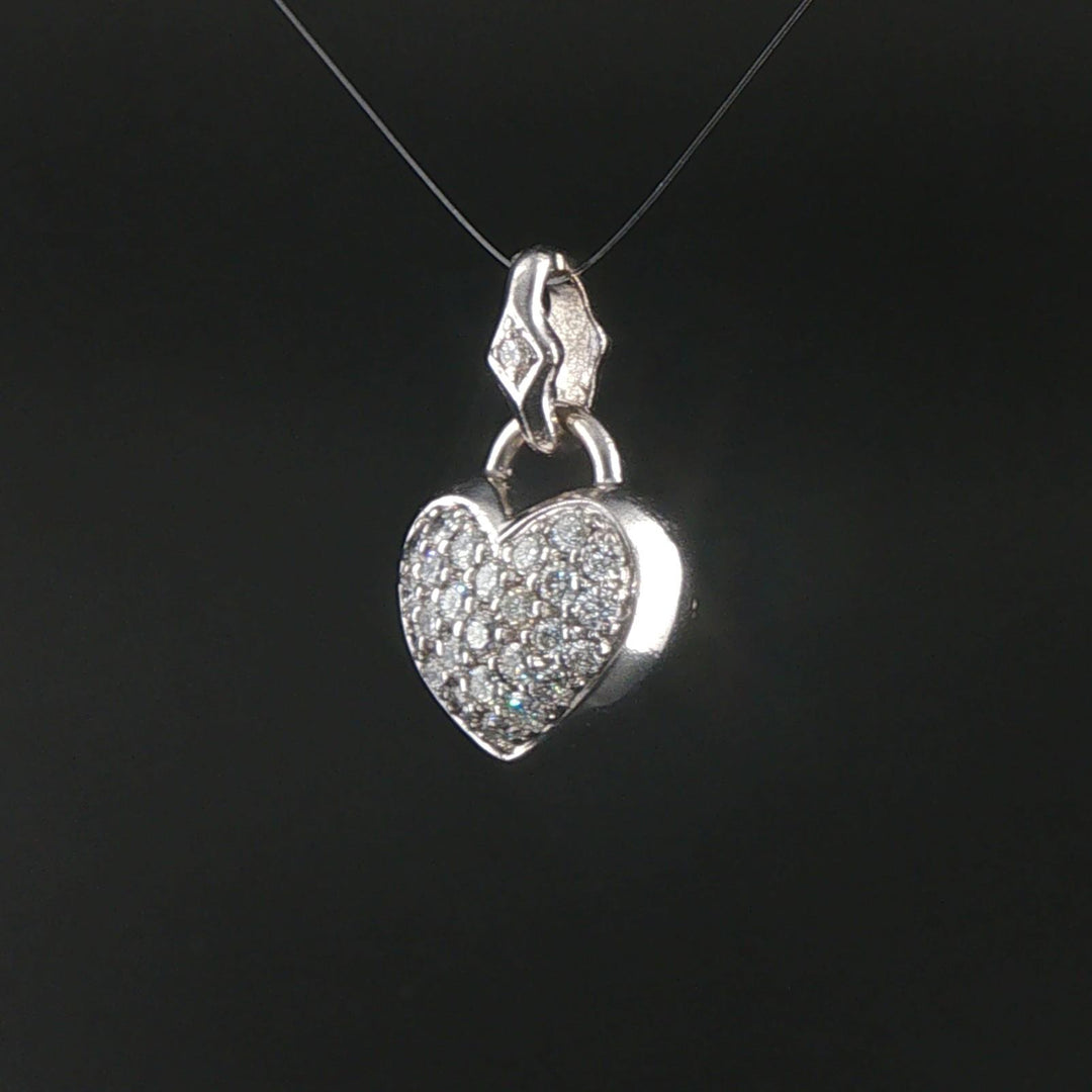 18k White Gold and 0.50cttw Diamonds Puffy Heart Pendant