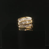 18k Yellow Gold and 1.50cttw Princess and Baguette Diamond Solid Ring Size 4