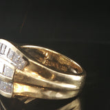 18k Yellow Gold and 1.50cttw Princess and Baguette Diamond Solid Ring Size 4
