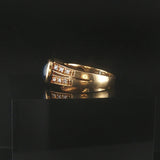 18k Yellow Gold Cabochon Sapphire and Diamond Vintage Ring Italy Size 6