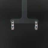 14k White Gold Blue Sapphire and Diamond Crescent Half Hoop Earrings