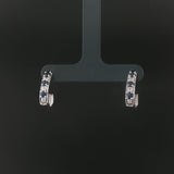 14k White Gold Blue Sapphire and Diamond Crescent Half Hoop Earrings