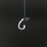 14k White Gold Blue Sapphire and Diamond Crescent Half Hoop Earrings