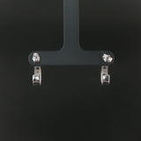 14k White Gold Blue Sapphire and Diamond Crescent Half Hoop Earrings