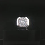 14k White Gold and 0.75cttw Pave Diamond Men's Signet Ring Size 9.75