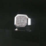 14k White Gold and 0.75cttw Pave Diamond Men's Signet Ring Size 9.75