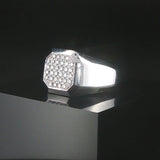 14k White Gold and 0.75cttw Pave Diamond Men's Signet Ring Size 9.75