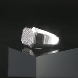 14k White Gold and 0.75cttw Pave Diamond Men's Signet Ring Size 9.75