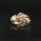 14k Yellow Gold and 0.25cttw Diamond Solid Vintage Fancy Ring Size 6.5