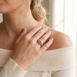 14k Yellow Gold and 0.25cttw Diamond Solid Vintage Fancy Ring Size 6.5