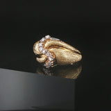 14k Yellow Gold and 0.25cttw Diamond Solid Vintage Fancy Ring Size 6.5