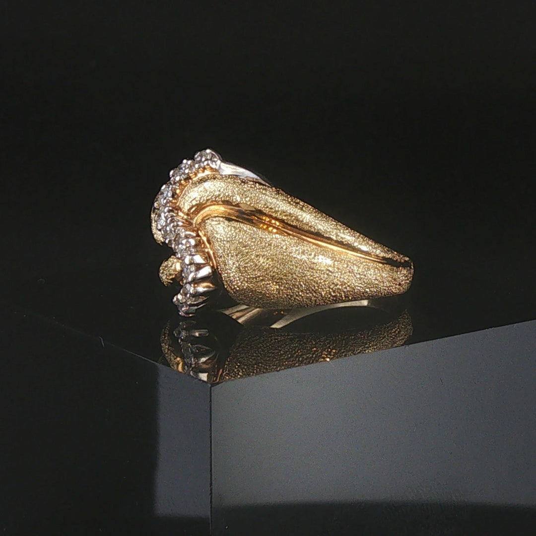 14k Yellow Gold and 0.25cttw Diamond Solid Vintage Fancy Ring Size 6.5