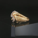 14k Yellow Gold and 0.25cttw Diamond Solid Vintage Fancy Ring Size 6.5