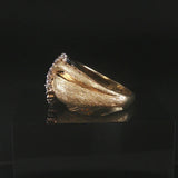 14k Yellow Gold and 0.25cttw Diamond Solid Vintage Fancy Ring Size 6.5